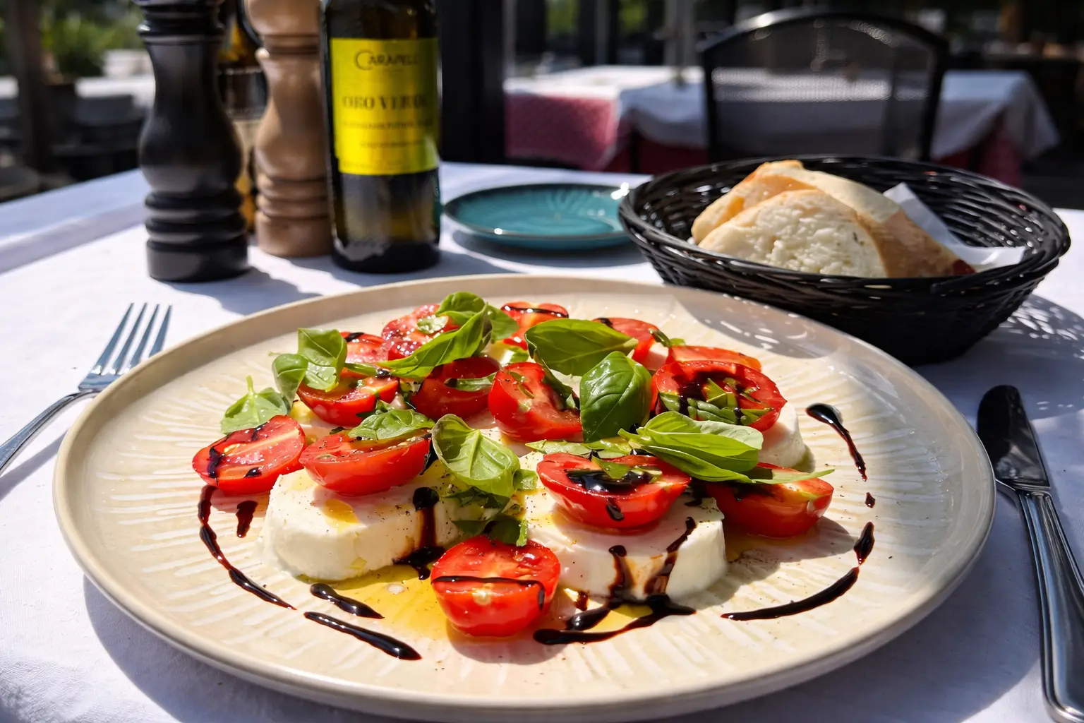 Mozzarella mit Tomaten als mediterrane Vorspeise im Ristorante Barolo